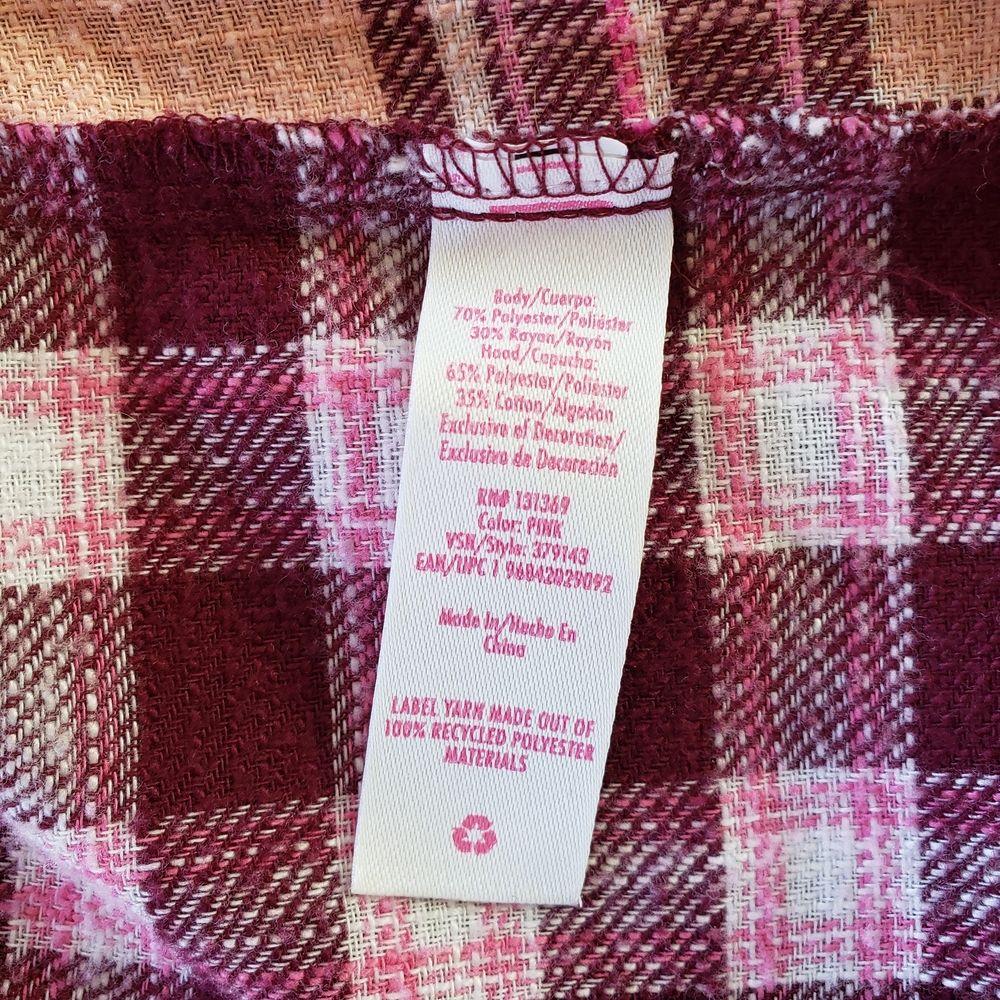 Justice Pink Plaid Hooded Button-Up Shirt - Picture 9 of 12